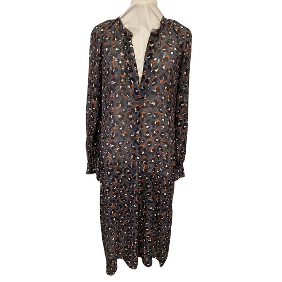 Dorothee Schumacher Sheer Silk Long-Sleeve Midi Dress With Leopard Print Size S - Picture 5 of 6